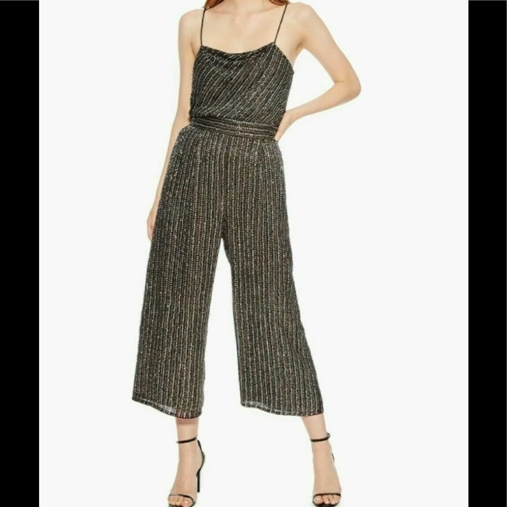Nwd Parker NY $498 Ellen Sequin Hi Waist Wide Leg Crop Pants sz 0